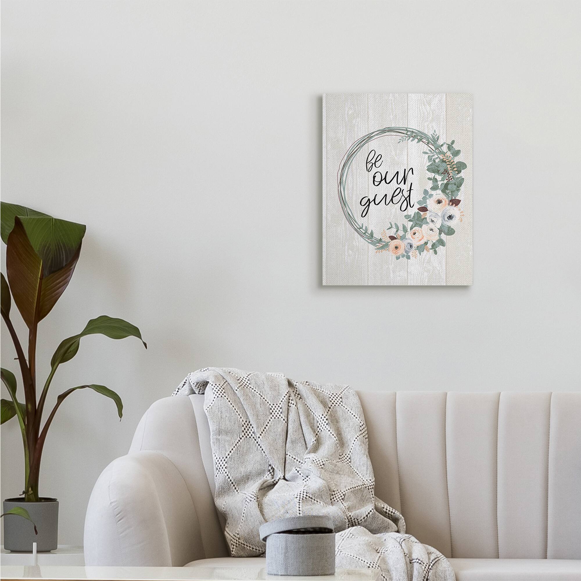 Stupell Industries Be Our Guest Floral Wreath Wall Art